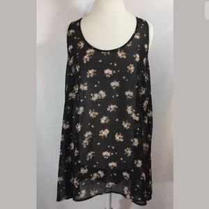 Torrid Sheer Rose Print Top Sz 0